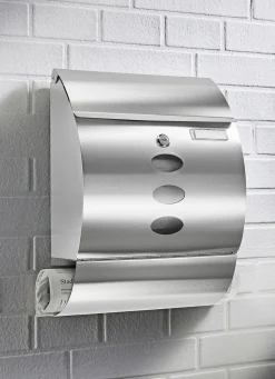 New BADER Abschließbarer Edelstahl-Briefkasten SILBER
