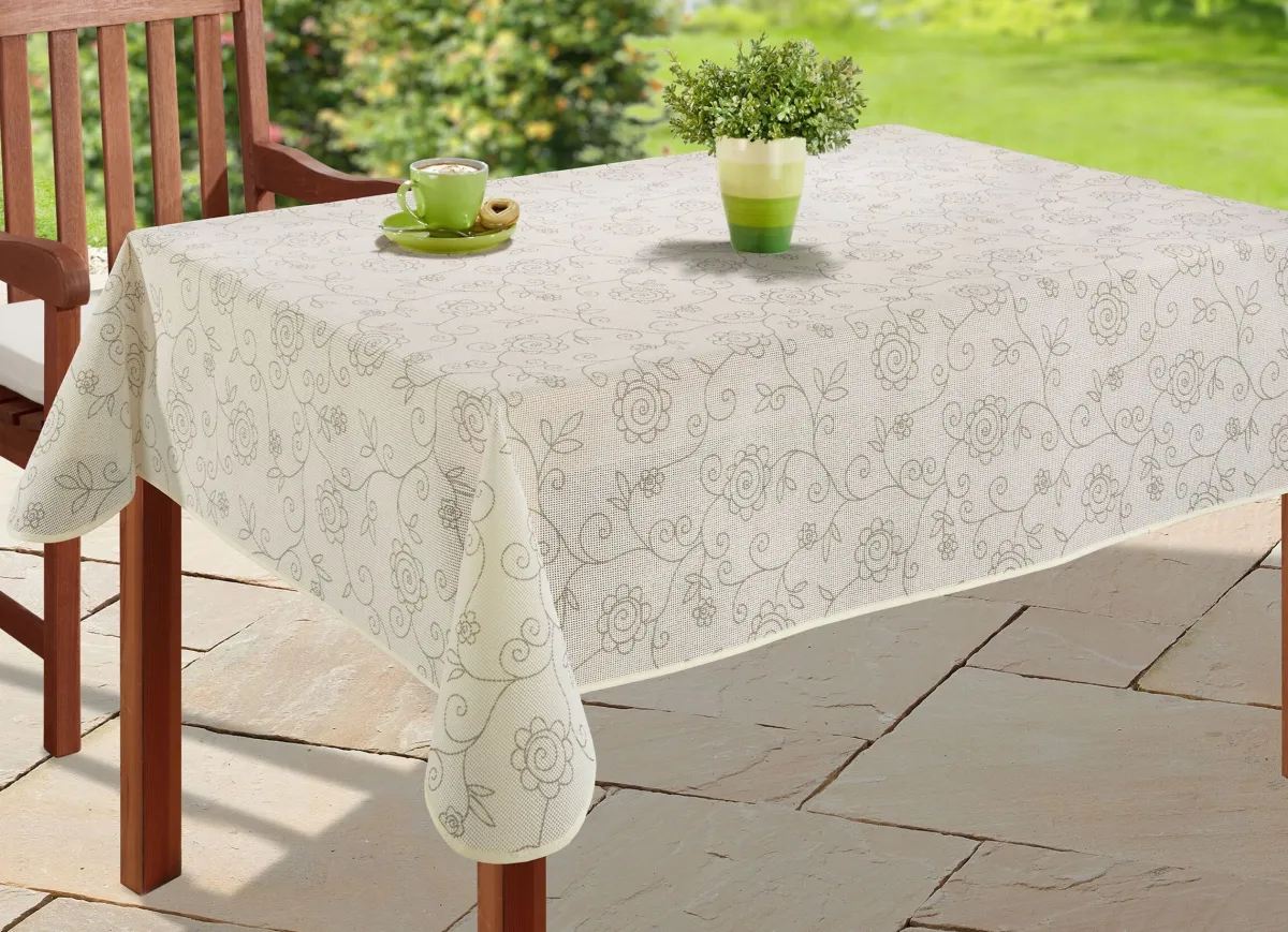 New BADER Abwaschbare Garten-Tischdecke champagner