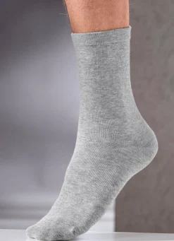 Discount BADER Achterpack Socken mit druckfreiem Softrand 4X HELLGRAU MELIERT, 4X SCHWARZ