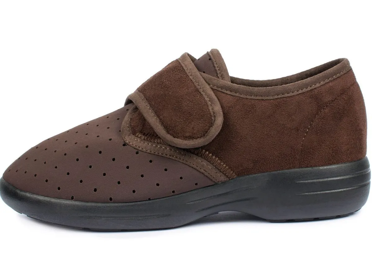 Discount BADER Aerosoft® Flex Stretch-Klettslipper von Jürgen Hirsch® BRAUN