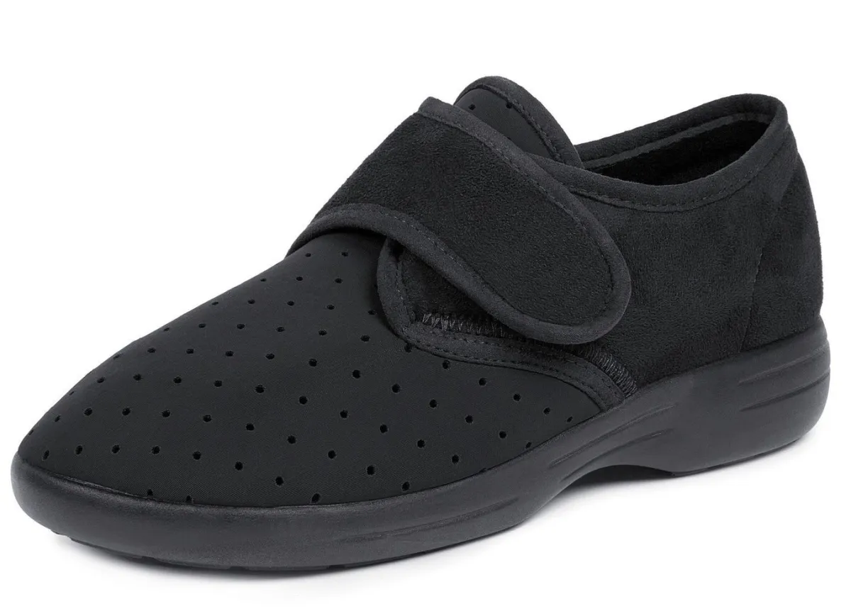 Clearance BADER Aerosoft® Flex Stretch-Klettslipper von Jürgen Hirsch® SCHWARZ