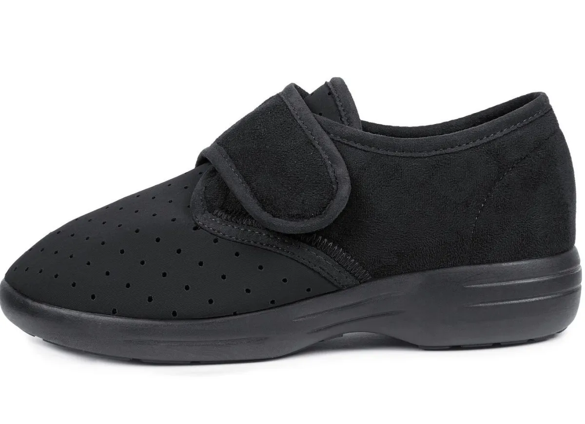 Clearance BADER Aerosoft® Flex Stretch-Klettslipper von Jürgen Hirsch® SCHWARZ
