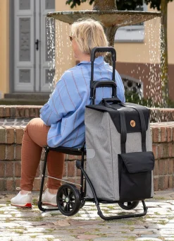 New BADER Andersen Einkaufsroller mit Sitzmöglichkeit GRAU