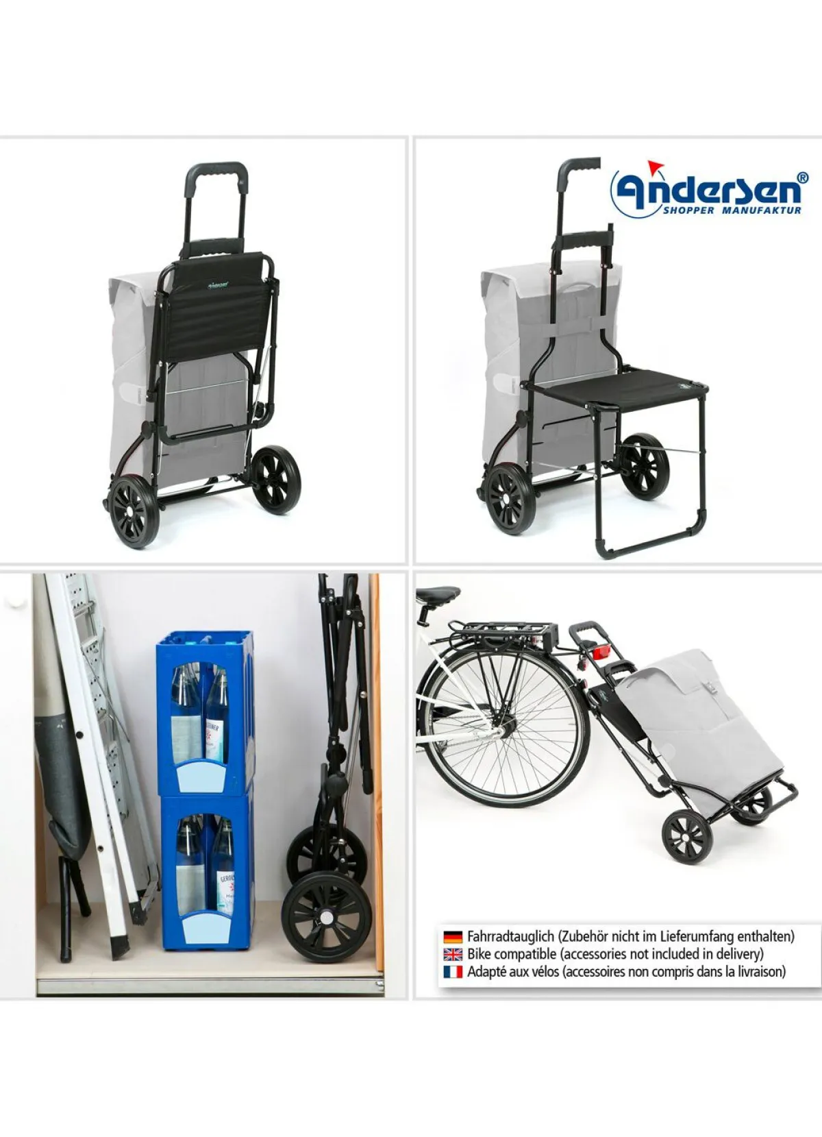 New BADER Andersen Einkaufsroller mit Sitzmöglichkeit GRAU