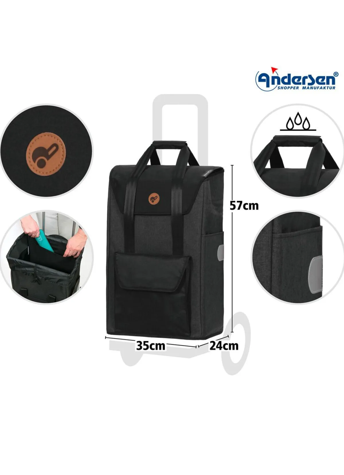 New BADER Andersen Einkaufsroller mit Sitzmöglichkeit SCHWARZ