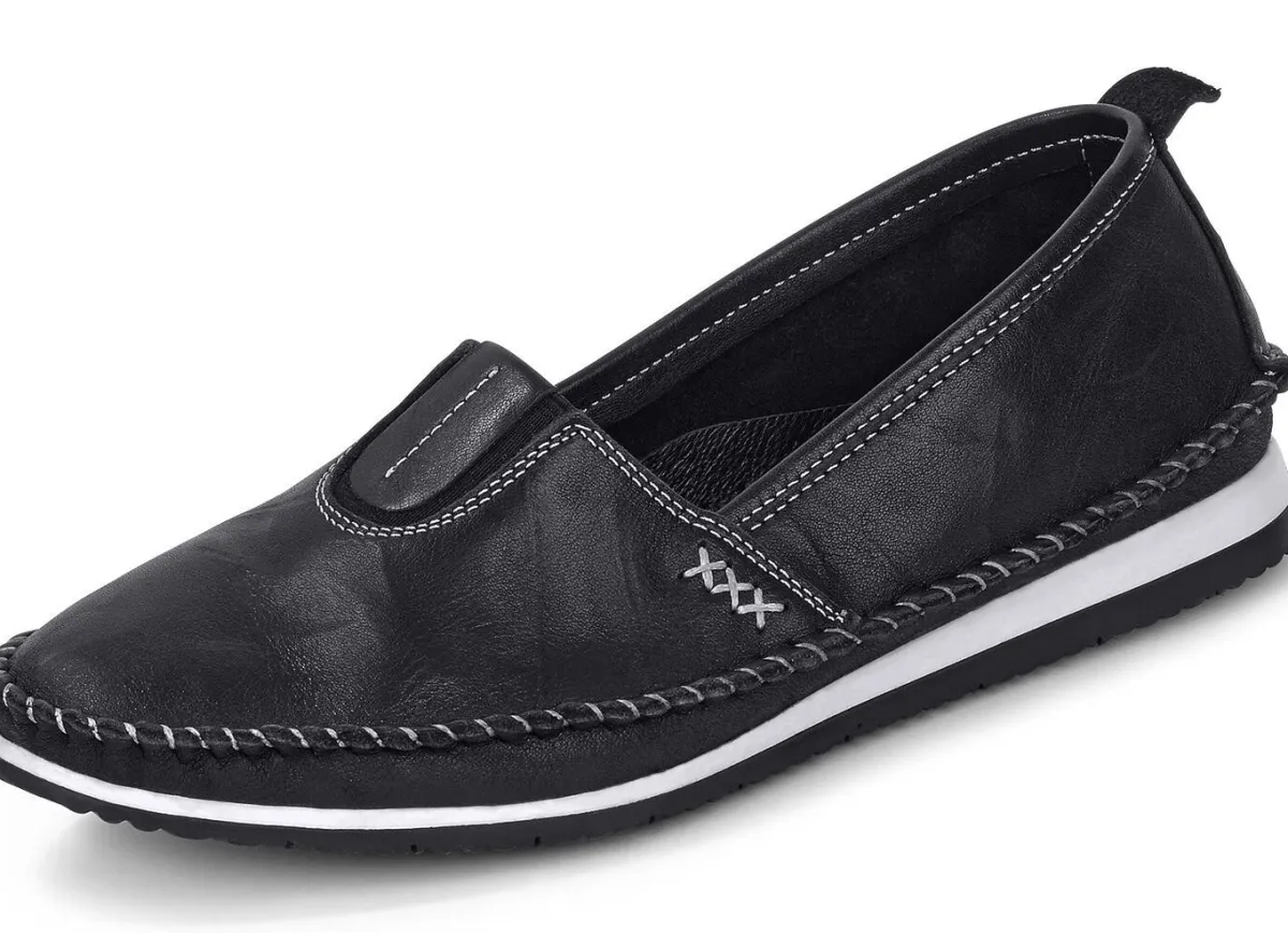 Discount BADER Andrea Conti, leichte Damen-Slipper, mit Gummizug SCHWARZ