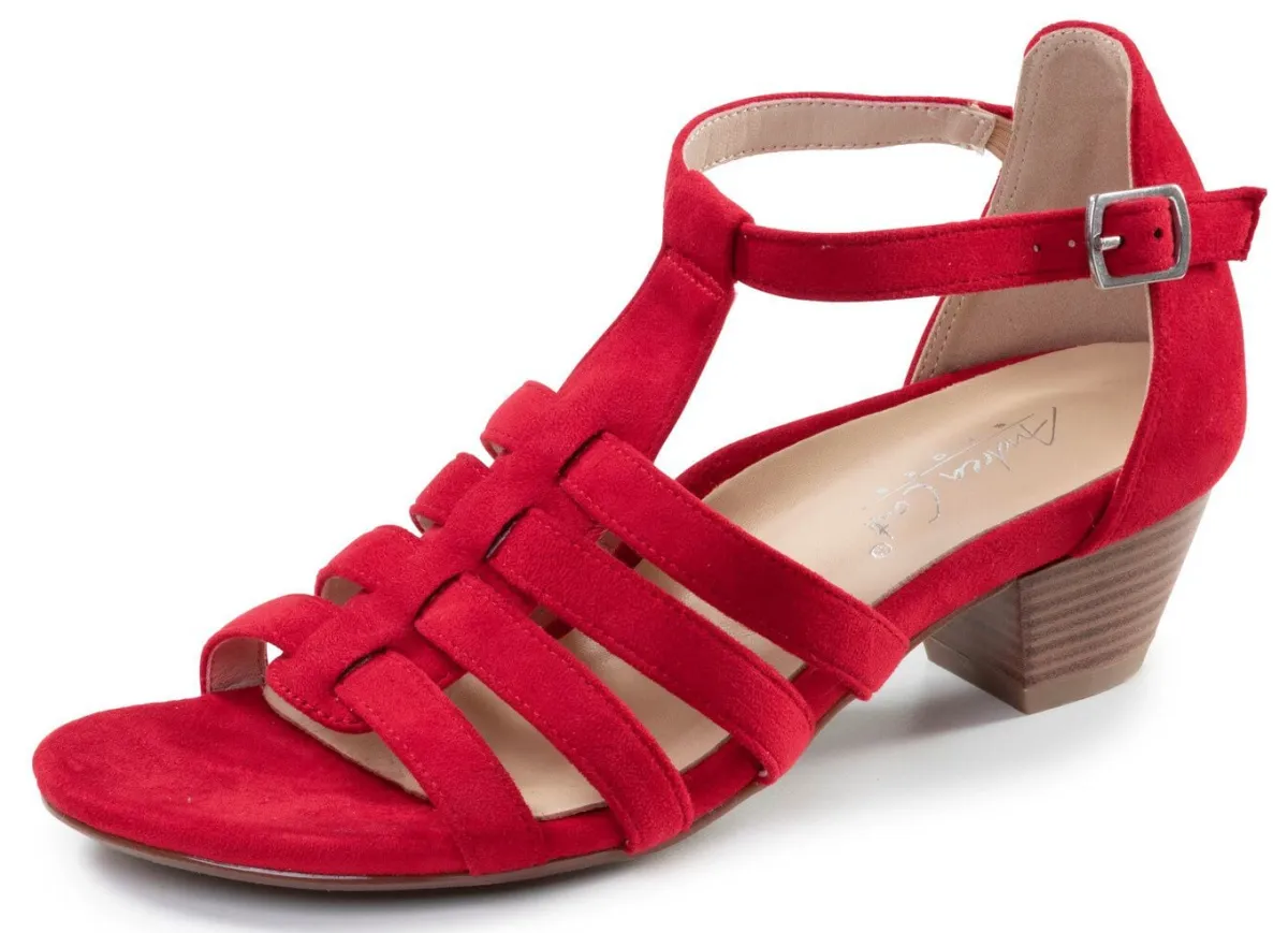 Hot ANDREA CONTI , modische Damen-Sandaletten, Weite G, mit Gummizug ROT