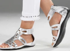 BADER Andrea Conti, modische Damen-Sandalen, aus Leder SILBER
