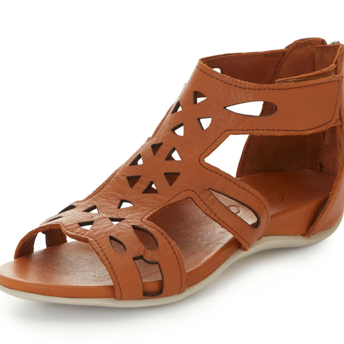Discount BADER Andrea Conti, modische Damen-Sandalen, aus Leder COGNAC