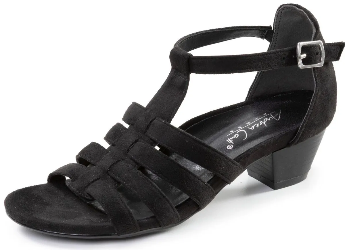 Outlet ANDREA CONTI , modische Damen-Sandaletten, Weite G, mit Gummizug SCHWARZ