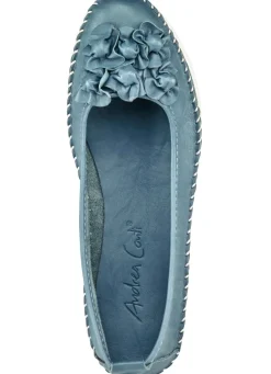 Online BADER Andrea Conti Mokassin-Slipper mit frechen Lederblüten JEANSBLEU