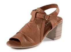 New BADER Andrea Conti Sandalette mit Zier-Perforation COGNAC