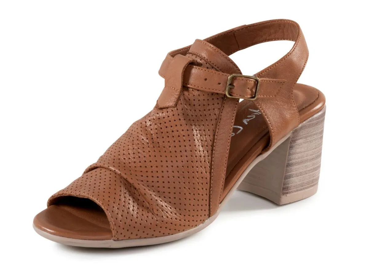 New BADER Andrea Conti Sandalette mit Zier-Perforation COGNAC