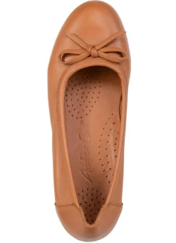 New ANDREA CONTI , schicke Damen-Ballerinas, Weite G, mit herausnehmbarem Fußbett COGNAC