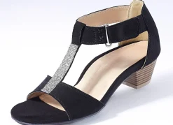 BADER Andrea Conti, schicke Damen-Sandaletten, mit Klettspange SCHWARZ