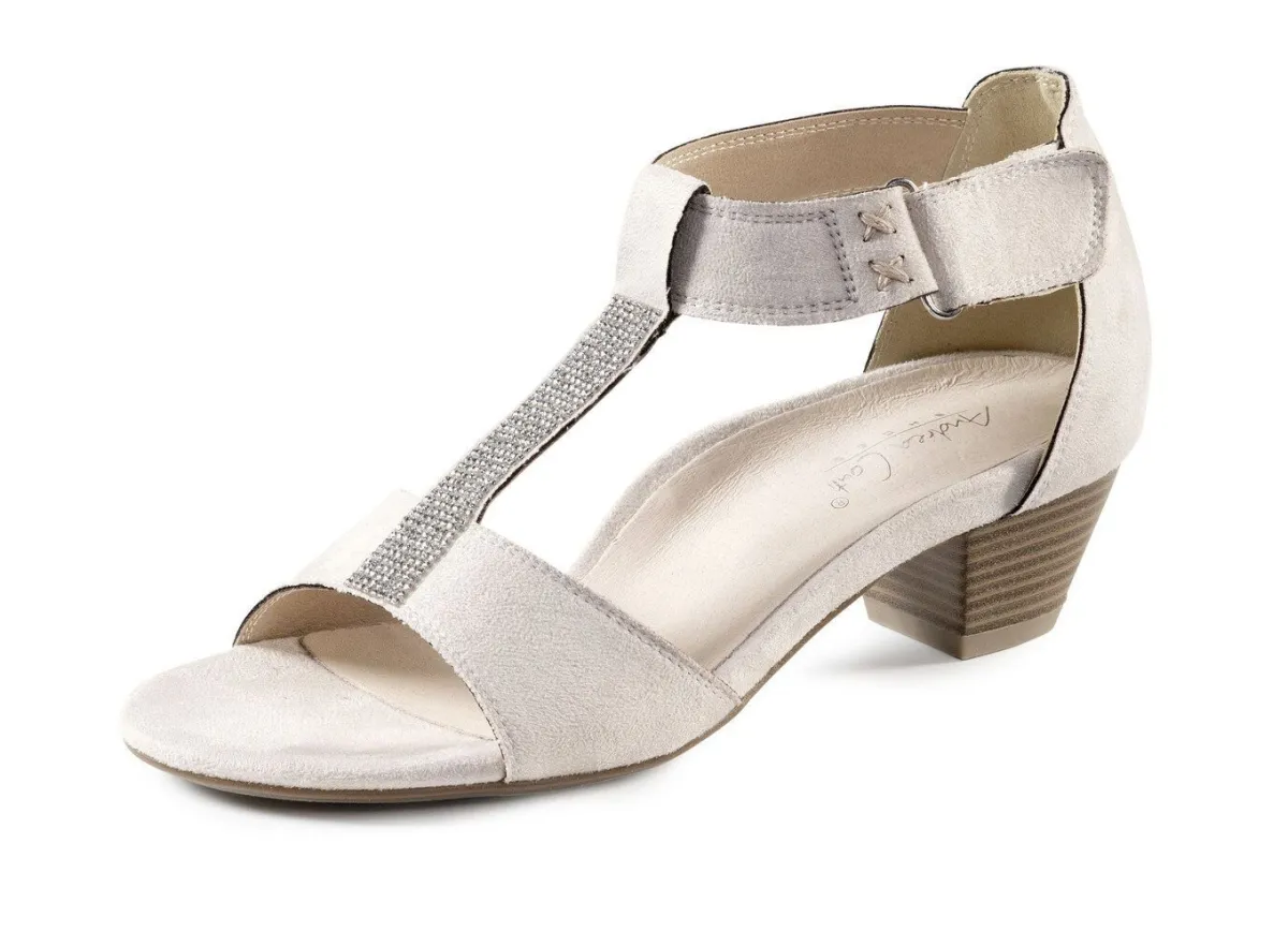 BADER Andrea Conti, schicke Damen-Sandaletten, mit Klettspange HELLBEIGE