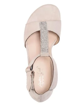 BADER Andrea Conti, schicke Damen-Sandaletten, mit Klettspange HELLBEIGE
