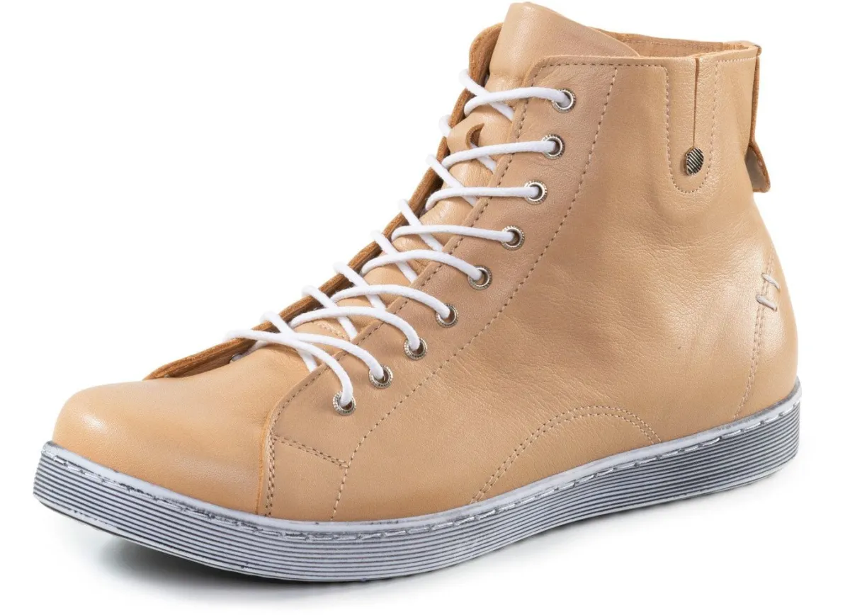 Online ANDREA CONTI Schnür-Bootie aus fein genarbtem Nappaleder CAMEL