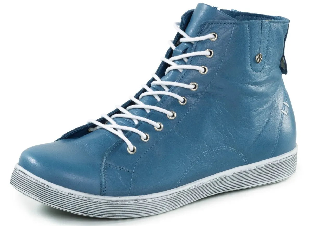 Outlet ANDREA CONTI Schnür-Bootie aus fein genarbtem Nappaleder BLAU