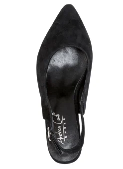 Hot BADER Andrea Conti Sling-Pumps aus weichem Samt-Chevreauleder SCHWARZ