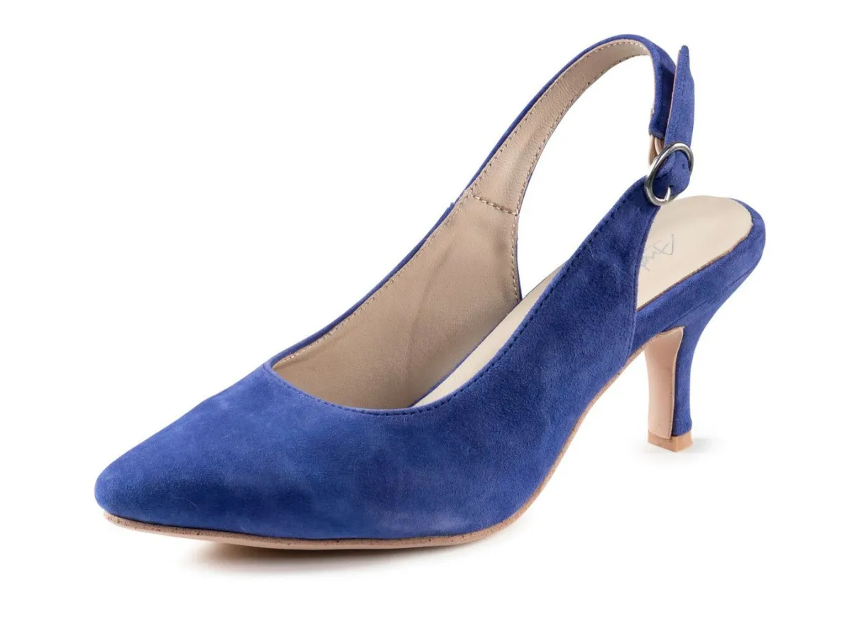 Best BADER Andrea Conti Sling-Pumps aus weichem Samt-Chevreauleder ROYAL