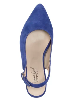 Best BADER Andrea Conti Sling-Pumps aus weichem Samt-Chevreauleder ROYAL