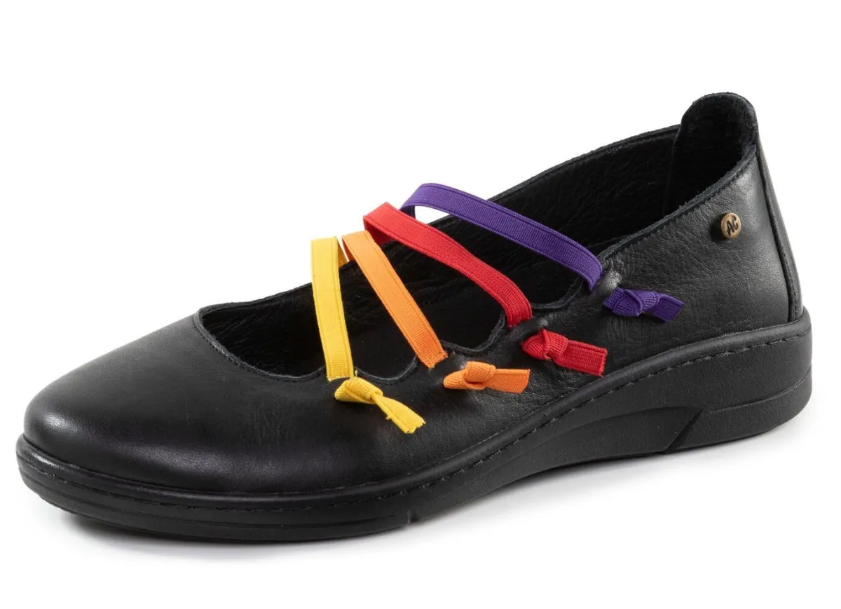 Clearance ANDREA CONTI Slipper mit bunten, dekorativ eingesetzten Gummizügen SCHWARZ