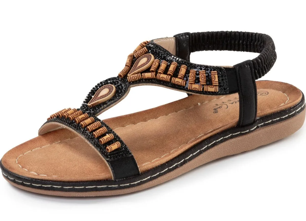 Discount ANDREA CONTI , stylische Damen-Sandalen, Weite G, mit elastischem Fersenriemchen SCHWARZ
