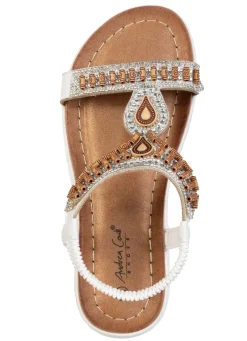 Hot ANDREA CONTI , stylische Damen-Sandalen, Weite G, mit elastischem Fersenriemchen WEISS
