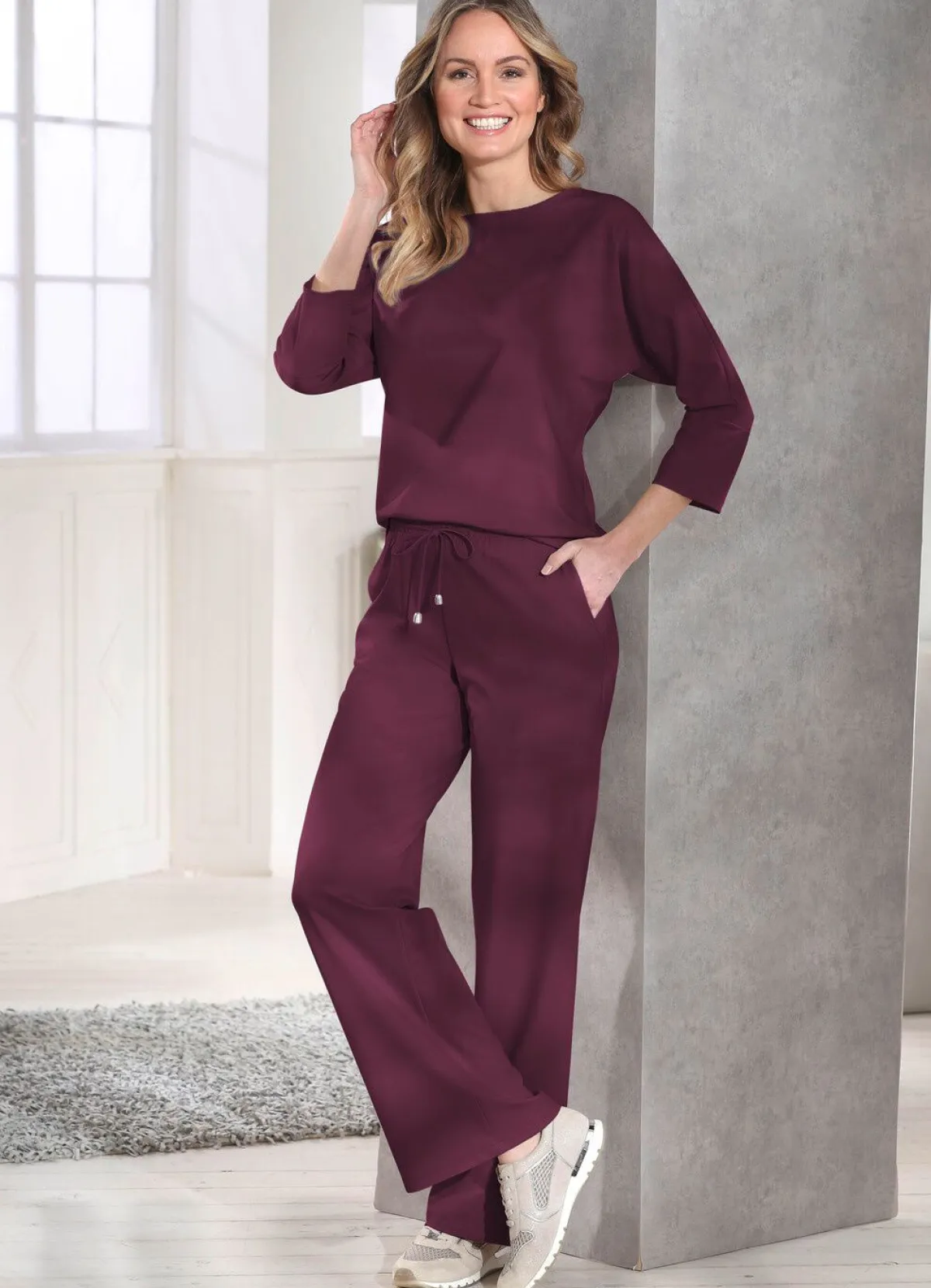 Sale BADER Angesagte Hose in modischer Weite BORDEAUX