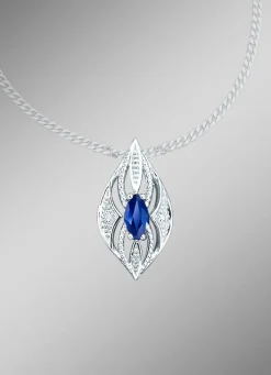 Best BADER Anhänger mit Brillanten und echter blaue Safir
