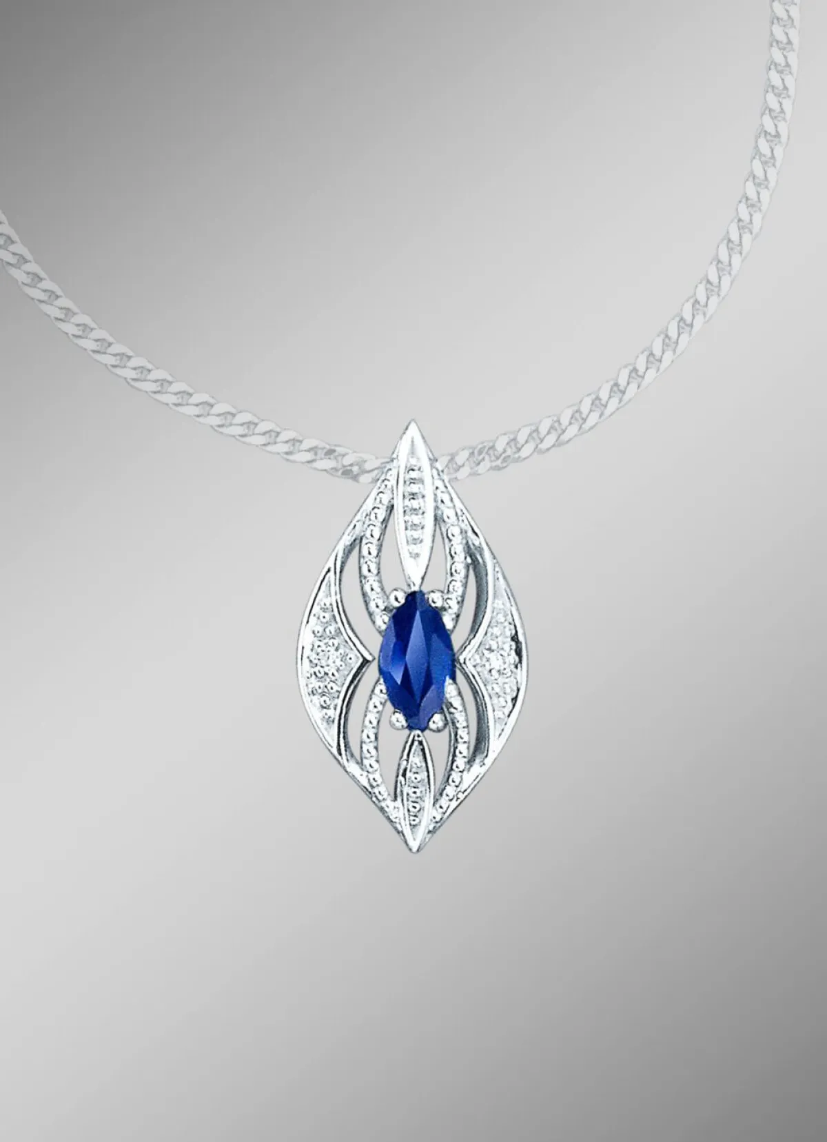 Best BADER Anhänger mit Brillanten und echter blaue Safir