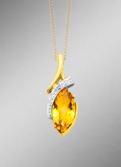 Best BADER Anhänger mit echt Citrin und Diamant