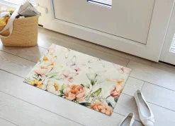 New BADER Ansprechende Fußmatte mit Blüten und Schmetterlinge BUNT
