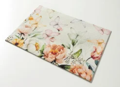 New BADER Ansprechende Fußmatte mit Blüten und Schmetterlinge BUNT