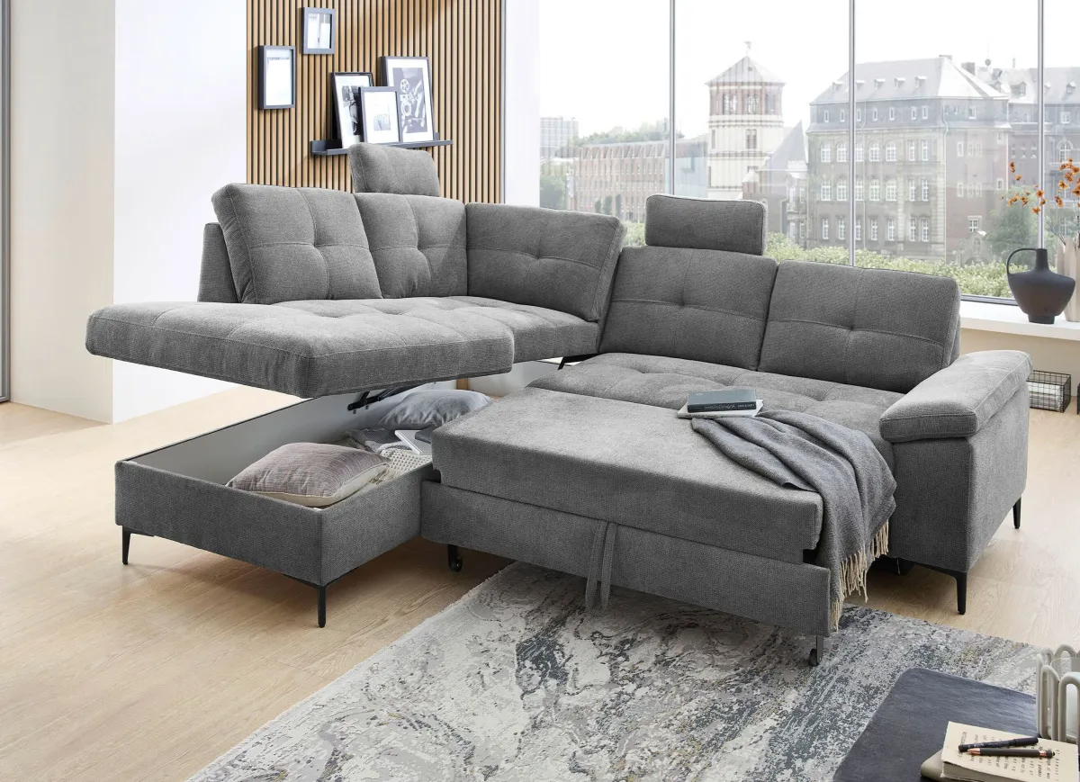 Clearance BADER Ansprechende Polsterecke mit komfortabler Bettfunktion grau