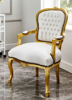 BADER Armlehnensessel in geschwungener Form GOLD-WEISS