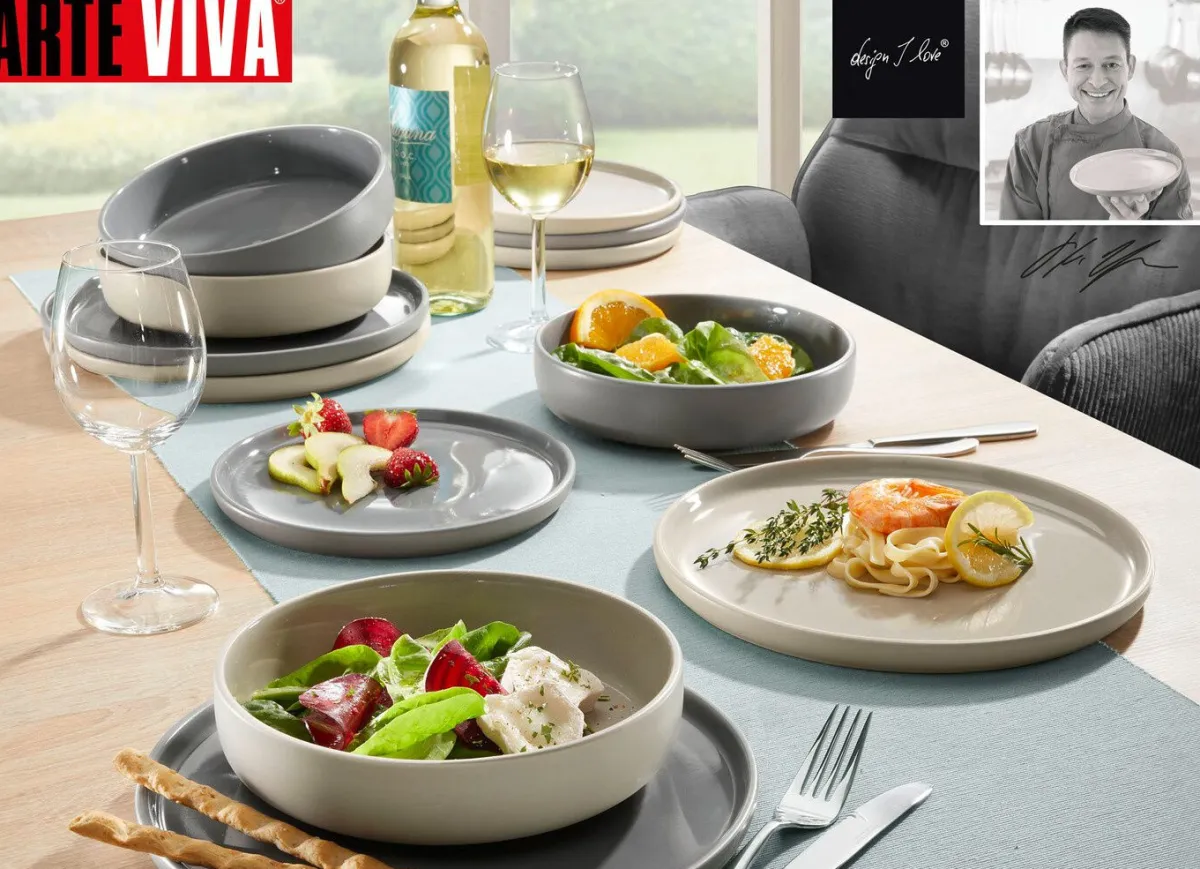 Sale Arte Viva 12-teiliges Tafel-Service aus Markensteinzeug BEIGE