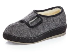 Outlet BADER Atmungsaktive Damen-Hausschuhe, mit Klettverschluss GRAU