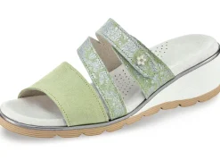 BADER Atmungsaktive Damen-Pantoletten, Weite G, aus Leder MINT