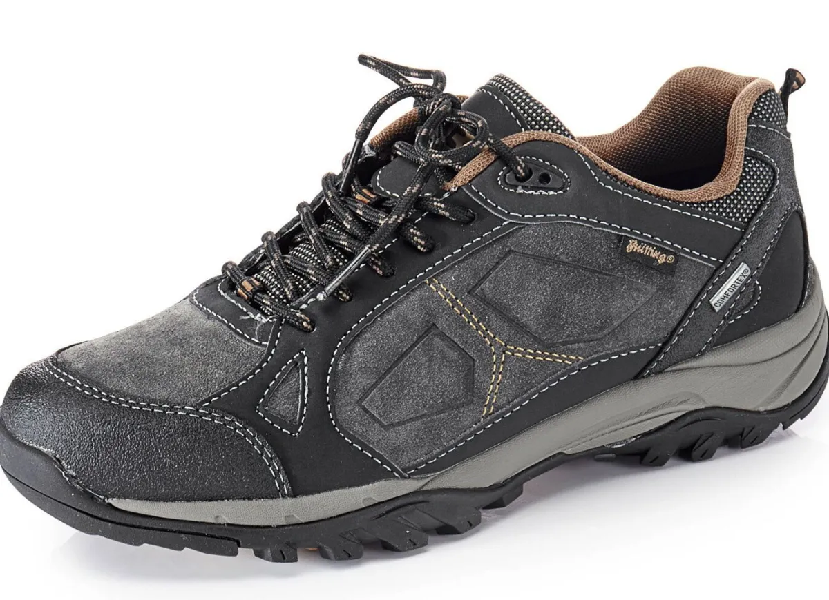 Discount BADER Atmungsaktive Herren-Schnürschuhe, mit herausnehmbarem Fußbett GRAU-SCHWARZ-COGNAC
