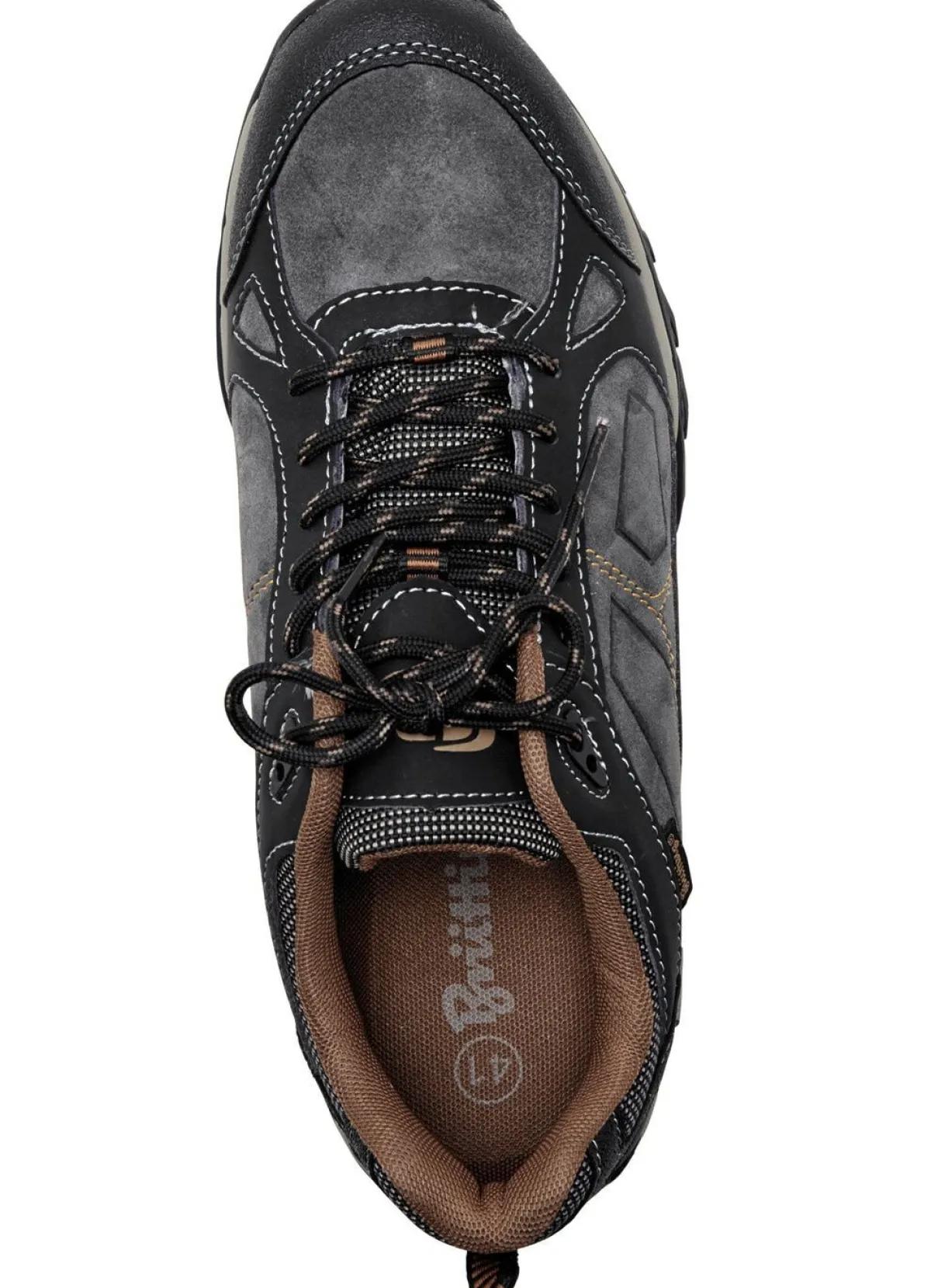 Discount BADER Atmungsaktive Herren-Schnürschuhe, mit herausnehmbarem Fußbett GRAU-SCHWARZ-COGNAC