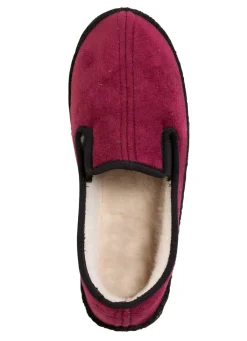 Hot BADER Atmungsaktiver Velours-Hausschuh BORDEAUX-SCHWARZ