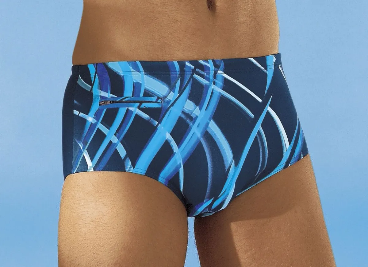 Hot BADER Badehose in höherer Slipform mit Reißverschlusstasche MARINE-TÜRKISBLAU