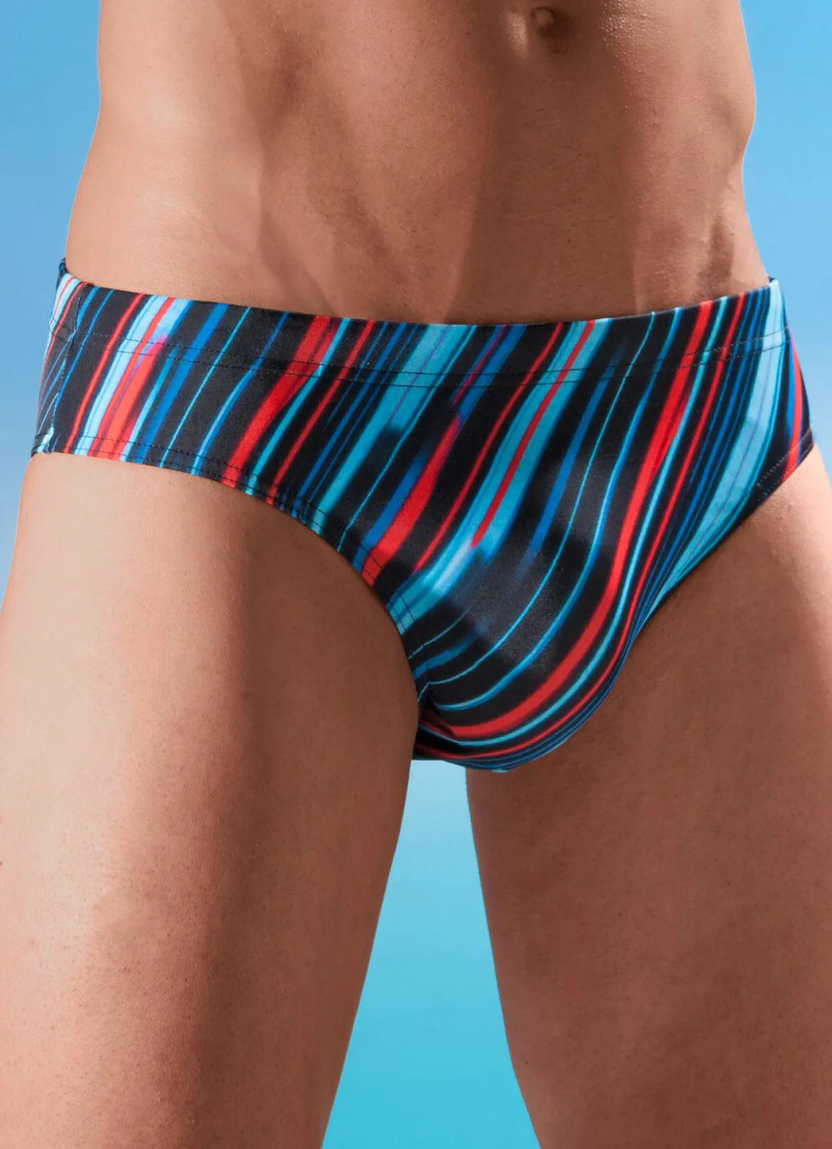 BADER Badehose in Slipform, allover dessiniert SCHWARZ-BUNT