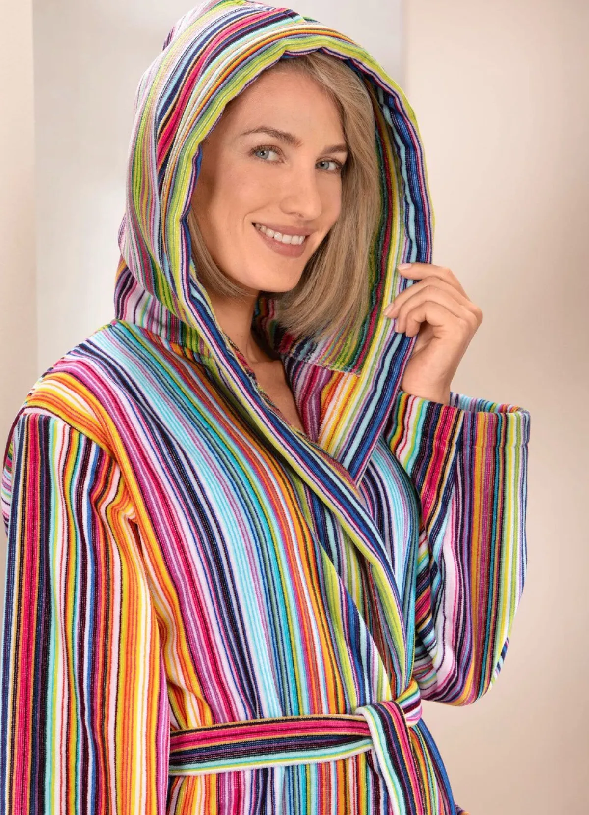 Best LAURINA Bademantel mit Kapuze MULTICOLOR