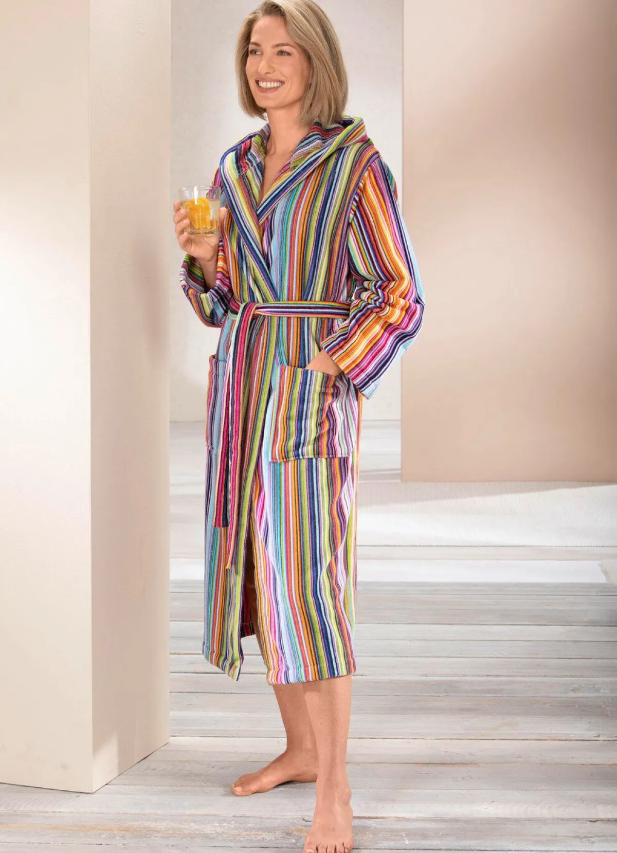 Best LAURINA Bademantel mit Kapuze MULTICOLOR