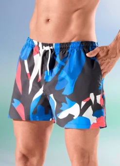 BADER Badeshorts, allover dessiniert, Microfaser SCHWARZ-BLAU-BUNT