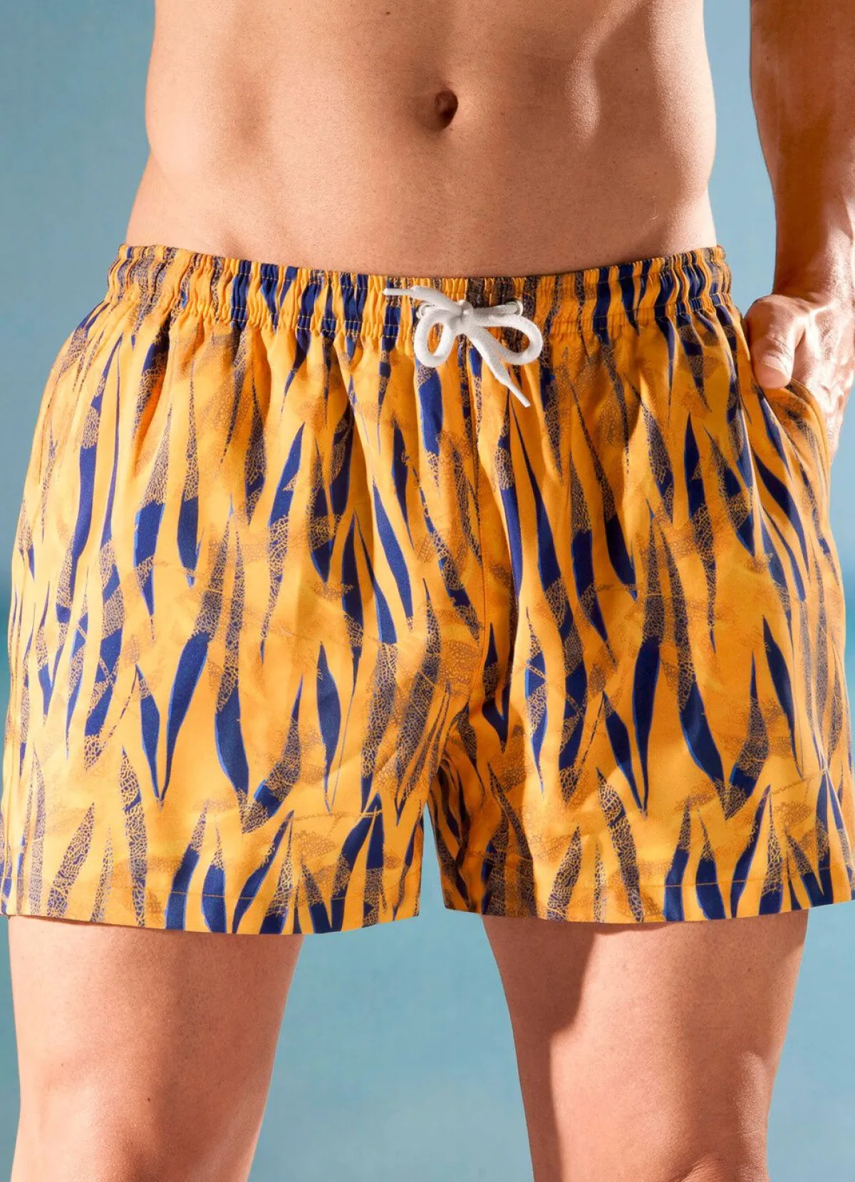 Clearance BADER Badeshorts mit buntem Druckdessin, Microfaser COGNAC-ROYALBLAU
