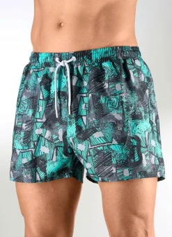 Outlet BADER Badeshorts mit Seitentaschen, Microfaser TÜRKIS-GRAU